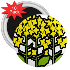 Flower Floral Sakura Yellow Green Leaf 3  Magnets (10 Pack)  by Mariart