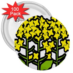 Flower Floral Sakura Yellow Green Leaf 3  Buttons (100 Pack)  by Mariart