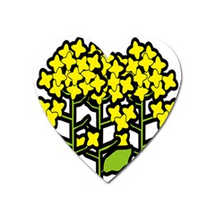 Flower Floral Sakura Yellow Green Leaf Heart Magnet by Mariart