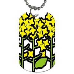 Flower Floral Sakura Yellow Green Leaf Dog Tag (one Side) by Mariart