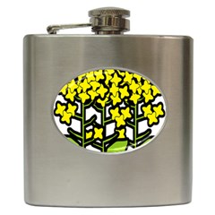 Flower Floral Sakura Yellow Green Leaf Hip Flask (6 Oz) by Mariart