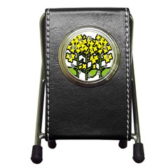 Flower Floral Sakura Yellow Green Leaf Pen Holder Desk Clocks by Mariart