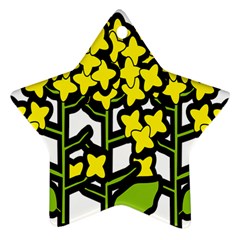 Flower Floral Sakura Yellow Green Leaf Star Ornament (two Sides) by Mariart