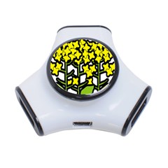 Flower Floral Sakura Yellow Green Leaf 3-port Usb Hub