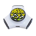 Flower Floral Sakura Yellow Green Leaf 3-Port USB Hub Front