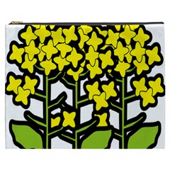 Flower Floral Sakura Yellow Green Leaf Cosmetic Bag (xxxl)  by Mariart