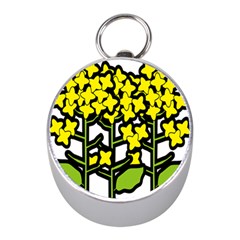 Flower Floral Sakura Yellow Green Leaf Mini Silver Compasses by Mariart