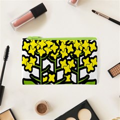 Flower Floral Sakura Yellow Green Leaf Cosmetic Bag (xs) by Mariart