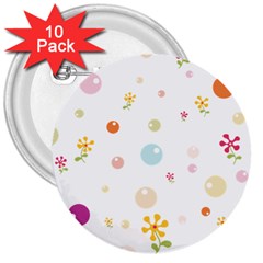 Flower Floral Star Balloon Bubble 3  Buttons (10 Pack)  by Mariart