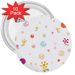 Flower Floral Star Balloon Bubble 3  Buttons (10 pack)  Front