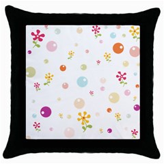 Flower Floral Star Balloon Bubble Throw Pillow Case (black) by Mariart