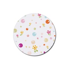 Flower Floral Star Balloon Bubble Rubber Coaster (round)  by Mariart