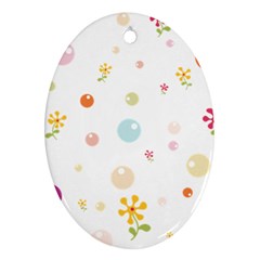 Flower Floral Star Balloon Bubble Oval Ornament (two Sides) by Mariart