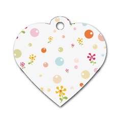 Flower Floral Star Balloon Bubble Dog Tag Heart (two Sides) by Mariart