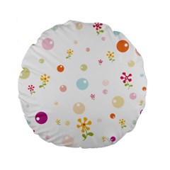 Flower Floral Star Balloon Bubble Standard 15  Premium Flano Round Cushions by Mariart