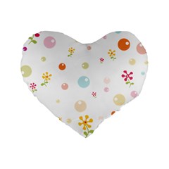 Flower Floral Star Balloon Bubble Standard 16  Premium Flano Heart Shape Cushions by Mariart