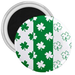 Flower Green Shamrock White 3  Magnets by Mariart