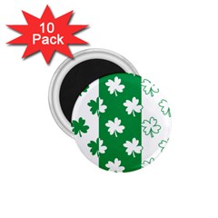 Flower Green Shamrock White 1 75  Magnets (10 Pack)  by Mariart