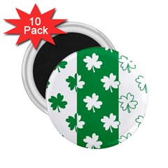 Flower Green Shamrock White 2 25  Magnets (10 Pack) 