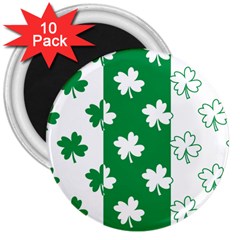 Flower Green Shamrock White 3  Magnets (10 Pack)  by Mariart