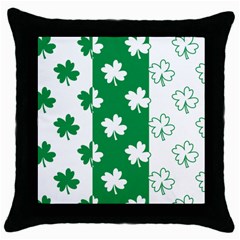 Flower Green Shamrock White Throw Pillow Case (black) by Mariart