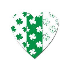 Flower Green Shamrock White Heart Magnet by Mariart