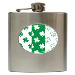 Flower Green Shamrock White Hip Flask (6 Oz) by Mariart