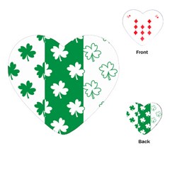 Flower Green Shamrock White Playing Cards (heart)  by Mariart