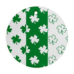 Flower Green Shamrock White Round Ornament (two Sides) by Mariart