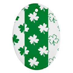 Flower Green Shamrock White Oval Ornament (two Sides) by Mariart