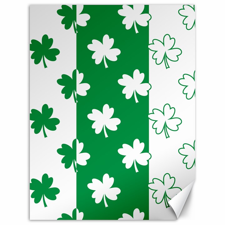 Flower Green Shamrock White Canvas 12  x 16  