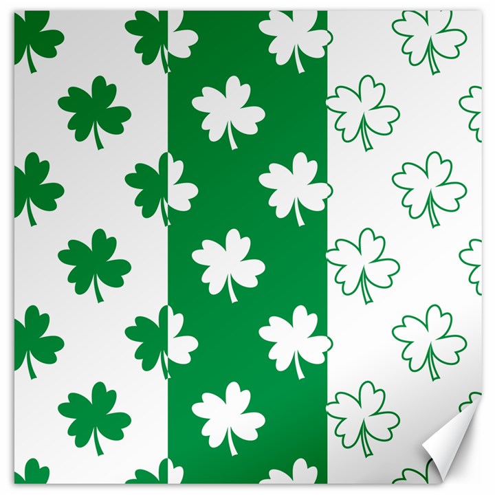 Flower Green Shamrock White Canvas 16  x 16  