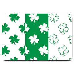 Flower Green Shamrock White Large Doormat  by Mariart