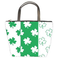 Flower Green Shamrock White Bucket Bags by Mariart