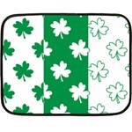 Flower Green Shamrock White Fleece Blanket (Mini) 35 x27  Blanket