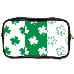 Flower Green Shamrock White Toiletries Bags by Mariart