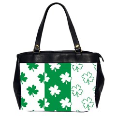 Flower Green Shamrock White Office Handbags (2 Sides)  by Mariart