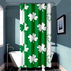 Flower Green Shamrock White Shower Curtain 36  X 72  (stall)  by Mariart