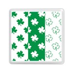 Flower Green Shamrock White Memory Card Reader (Square)  Front