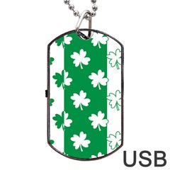 Flower Green Shamrock White Dog Tag Usb Flash (one Side) by Mariart