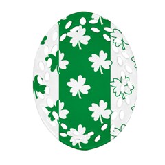 Flower Green Shamrock White Ornament (oval Filigree) by Mariart