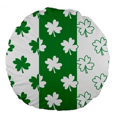 Flower Green Shamrock White Large 18  Premium Round Cushions by Mariart