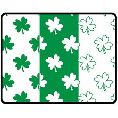 Flower Green Shamrock White Double Sided Fleece Blanket (medium)  by Mariart