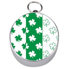 Flower Green Shamrock White Silver Compasses by Mariart