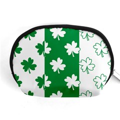 Flower Green Shamrock White Accessory Pouches (medium)  by Mariart