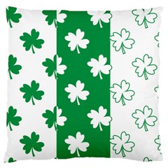 Flower Green Shamrock White Large Flano Cushion Case (one Side) by Mariart