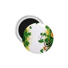 Flower Shamrock Green Gold 1 75  Magnets by Mariart