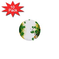 Flower Shamrock Green Gold 1  Mini Buttons (10 Pack) 