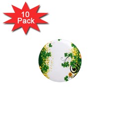 Flower Shamrock Green Gold 1  Mini Magnet (10 Pack)  by Mariart