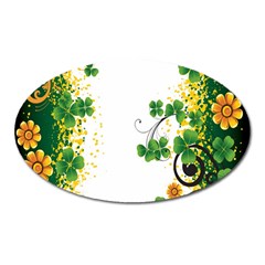 Flower Shamrock Green Gold Oval Magnet